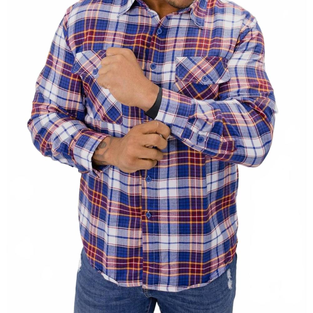 NEW WEIV plaid long sleeve button down shirt in blue plaid